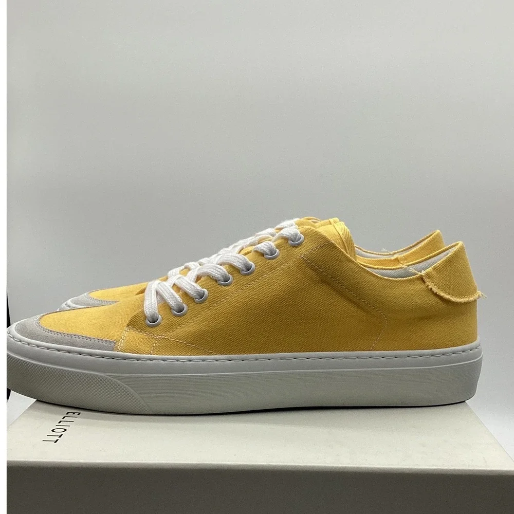 John Elliott Yellow Canvas Low Top Sneakers Suede Trim Mens Size 42 IT 9‎ US